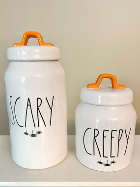 Rae Dunn Scary Creepy spider canisters
